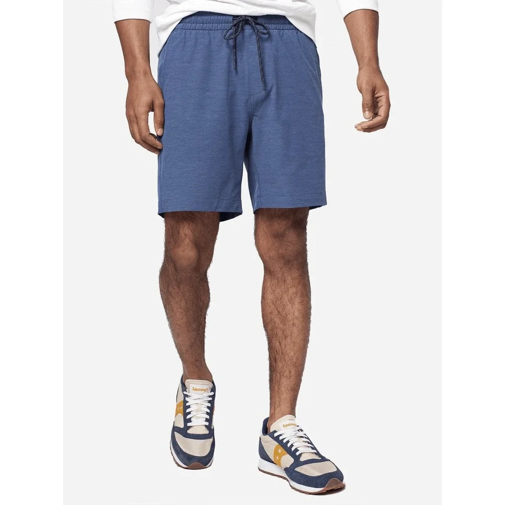 Faherty Mens All Day Short Blue Heathered Elastic Waist Stretch Large Gorpcore
